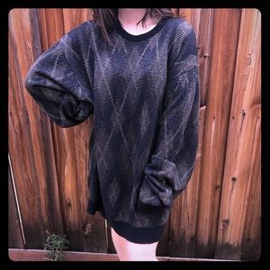 Sweater Dress Vintage Dark Blue with Gold Accents